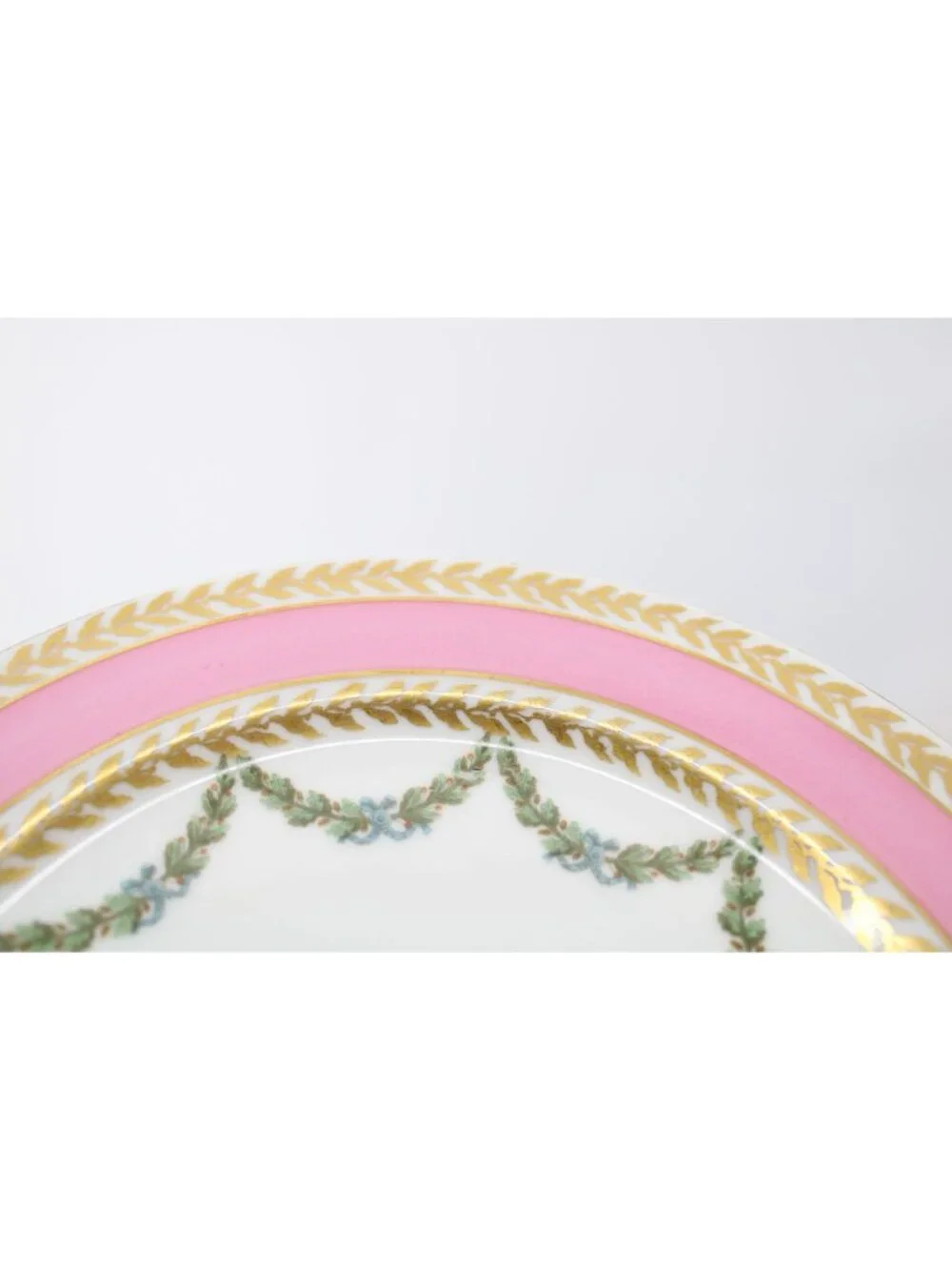 3 T & V France Pink Gold Salad Luncheon Plate China Antique T&V Vintage 94702